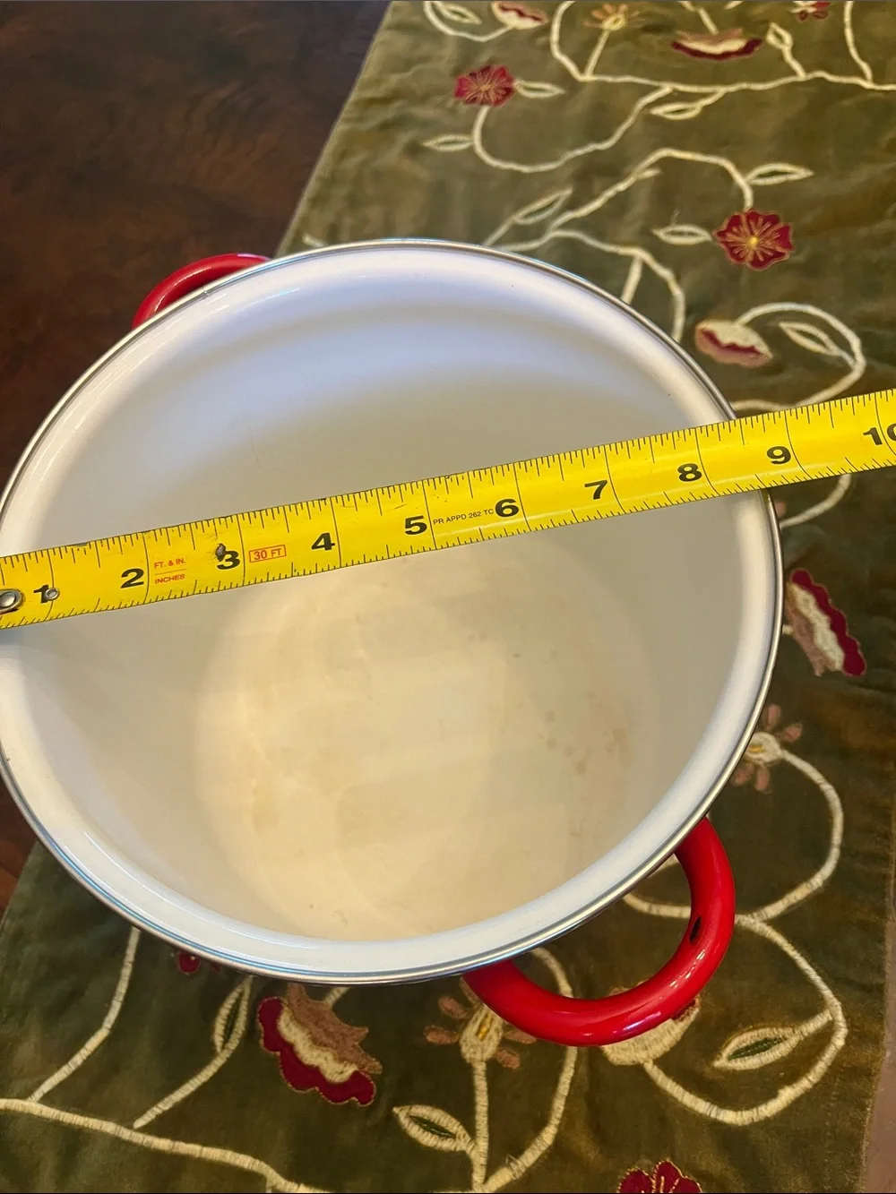 Sam Lebowitz Design for copco Red Enamel Stockpot with White Stripe Accent